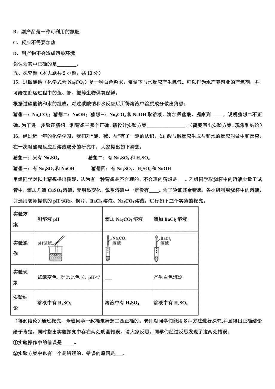 2023学年陕西省定边县重点名校中考考前最后一卷化学试卷（含解析）.doc_第5页