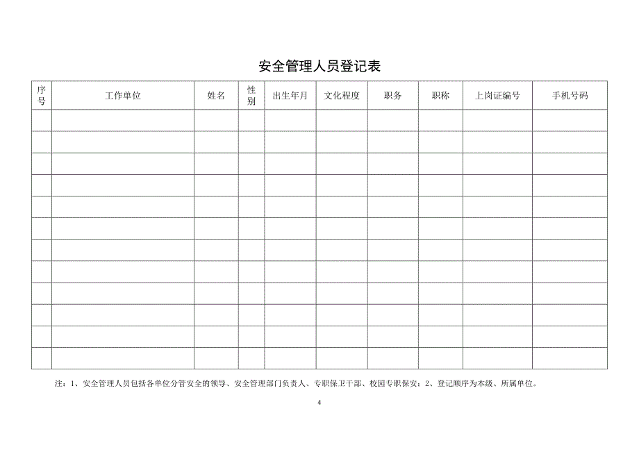 前张小学各项安全管理台账样本_第4页