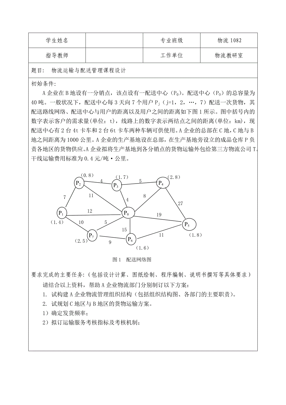 物流运输与配送管理课程设计_第2页