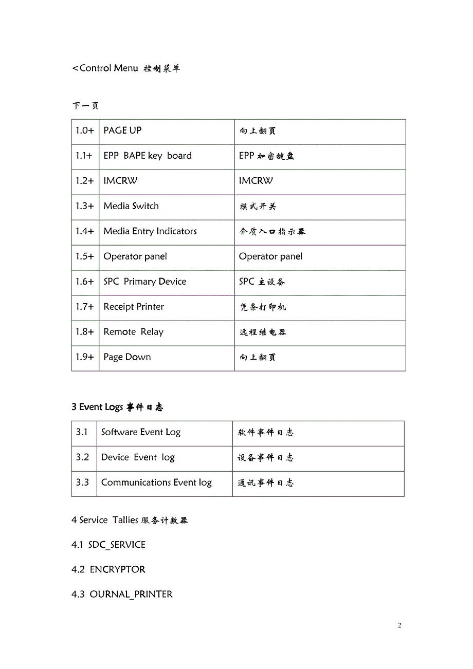 NCR工行中英文菜单_第2页