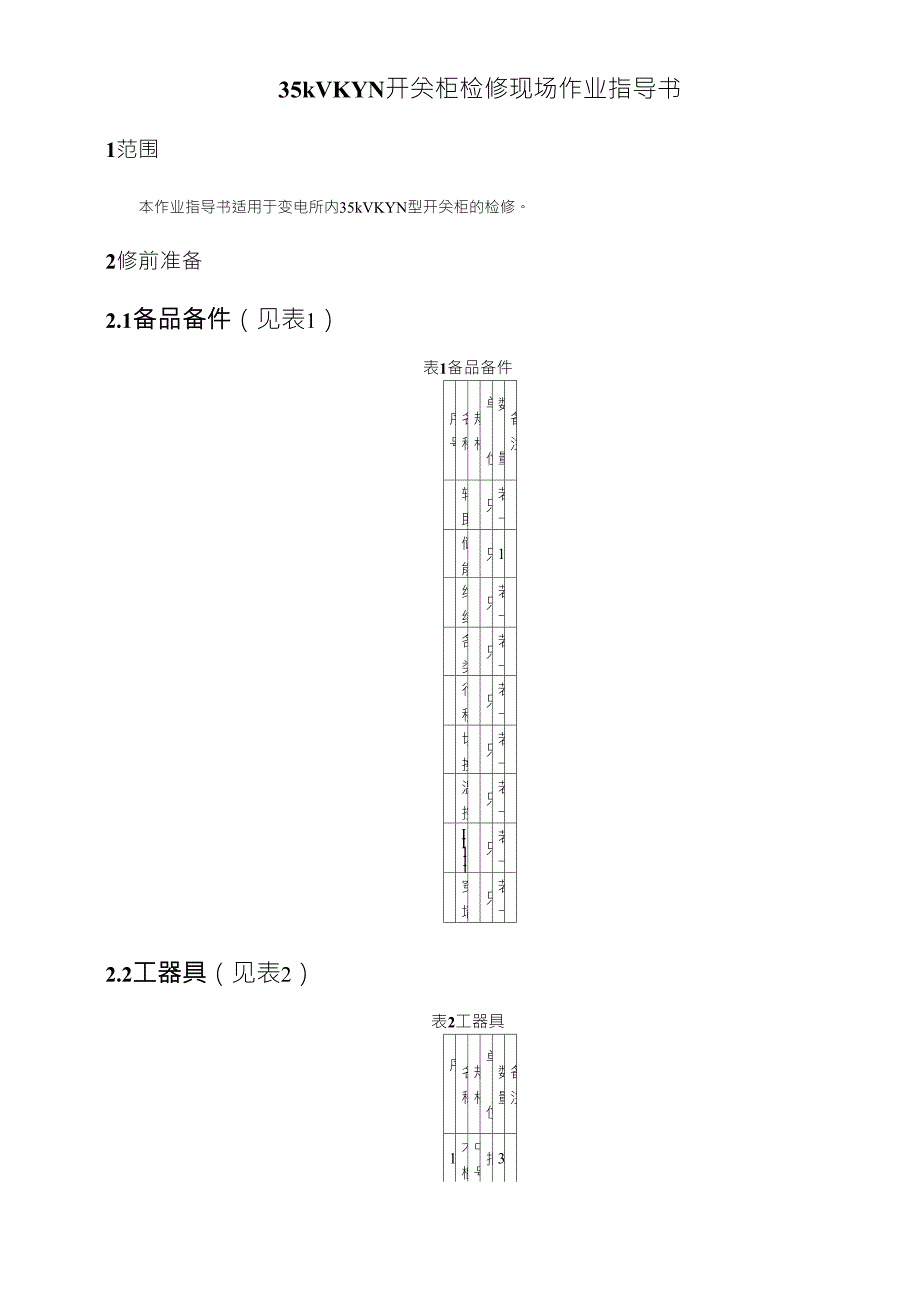 35kV(KYN)型开关柜检修现场作业指导书_第1页