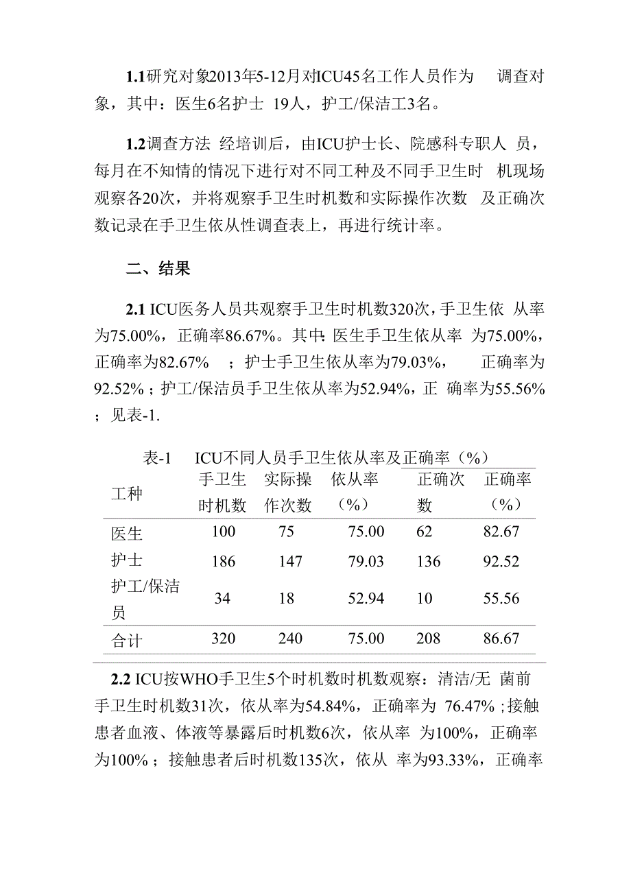 ICU医务人员手卫生依从率及正确率_第2页