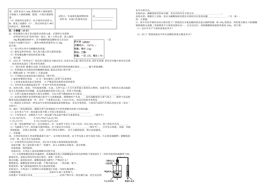 沪教版九年级化学下册第九单元化学与社会发展检测试题(无答案)_第2页