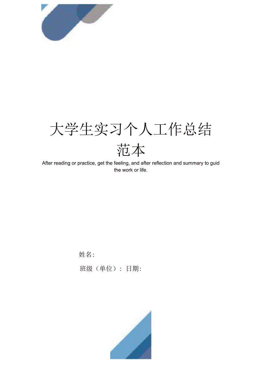 大学生实习个人工作总结范本_第1页