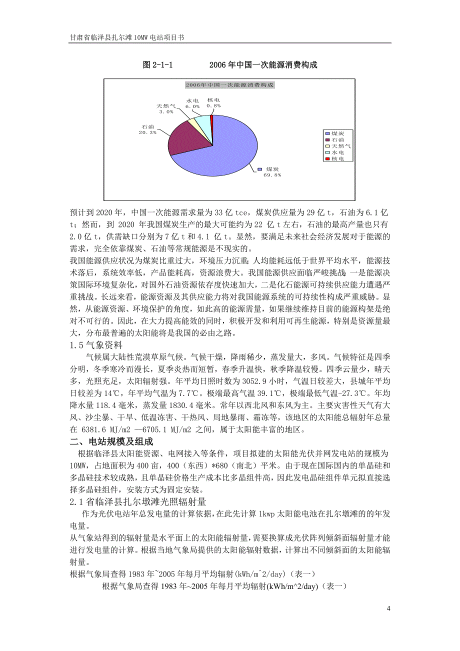 甘肃临泽县扎尔墩滩0MW光伏电站设计技术报告_第4页