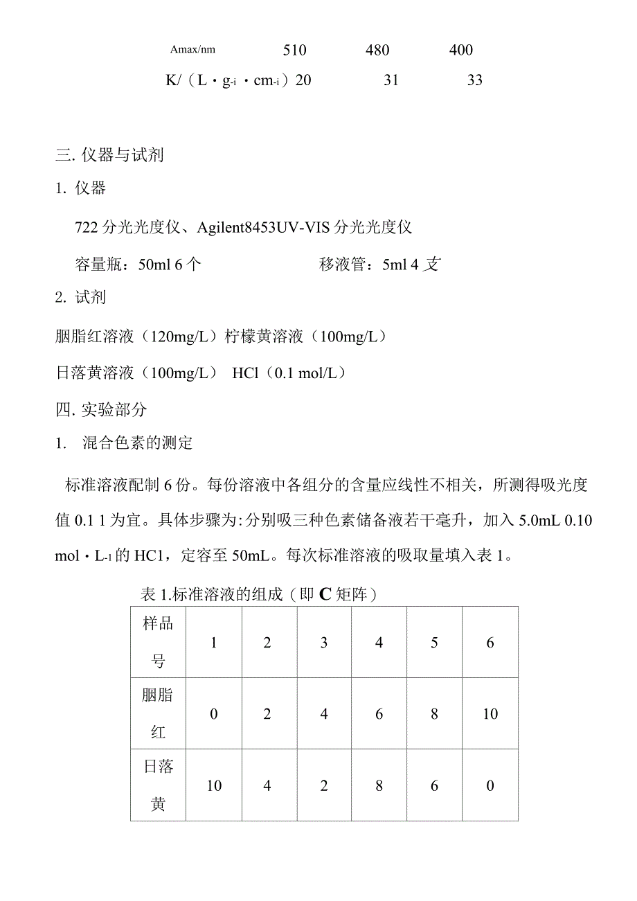 多元校正分光光度法同时测定混合色素_第3页