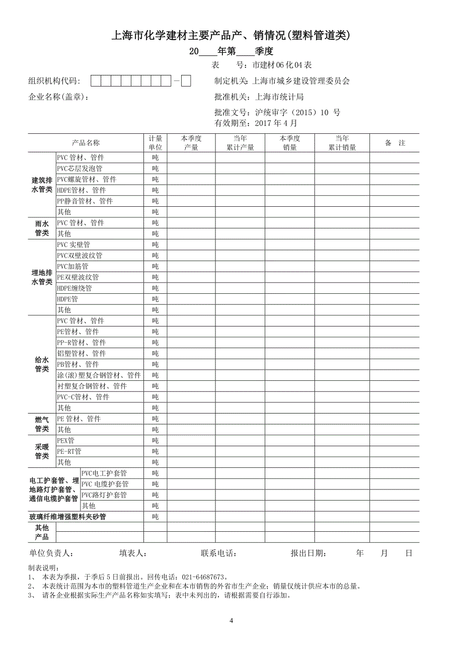 上海粉煤灰排放利用情况统计报表_第4页