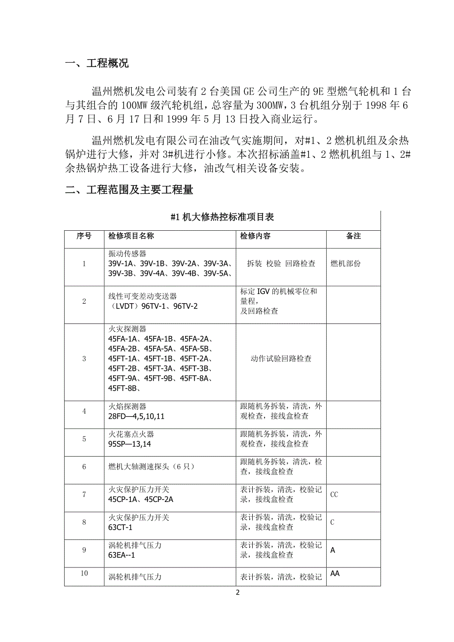 燃机发电公司燃机大修热工项目施工方案_第3页