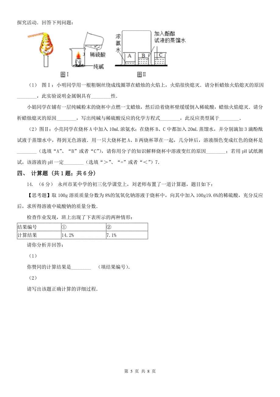 湛江市中考化学模拟试卷_第5页