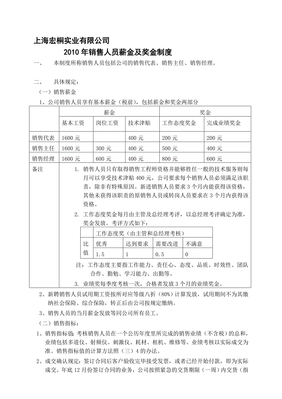 销售人员薪金及奖金制度_第1页