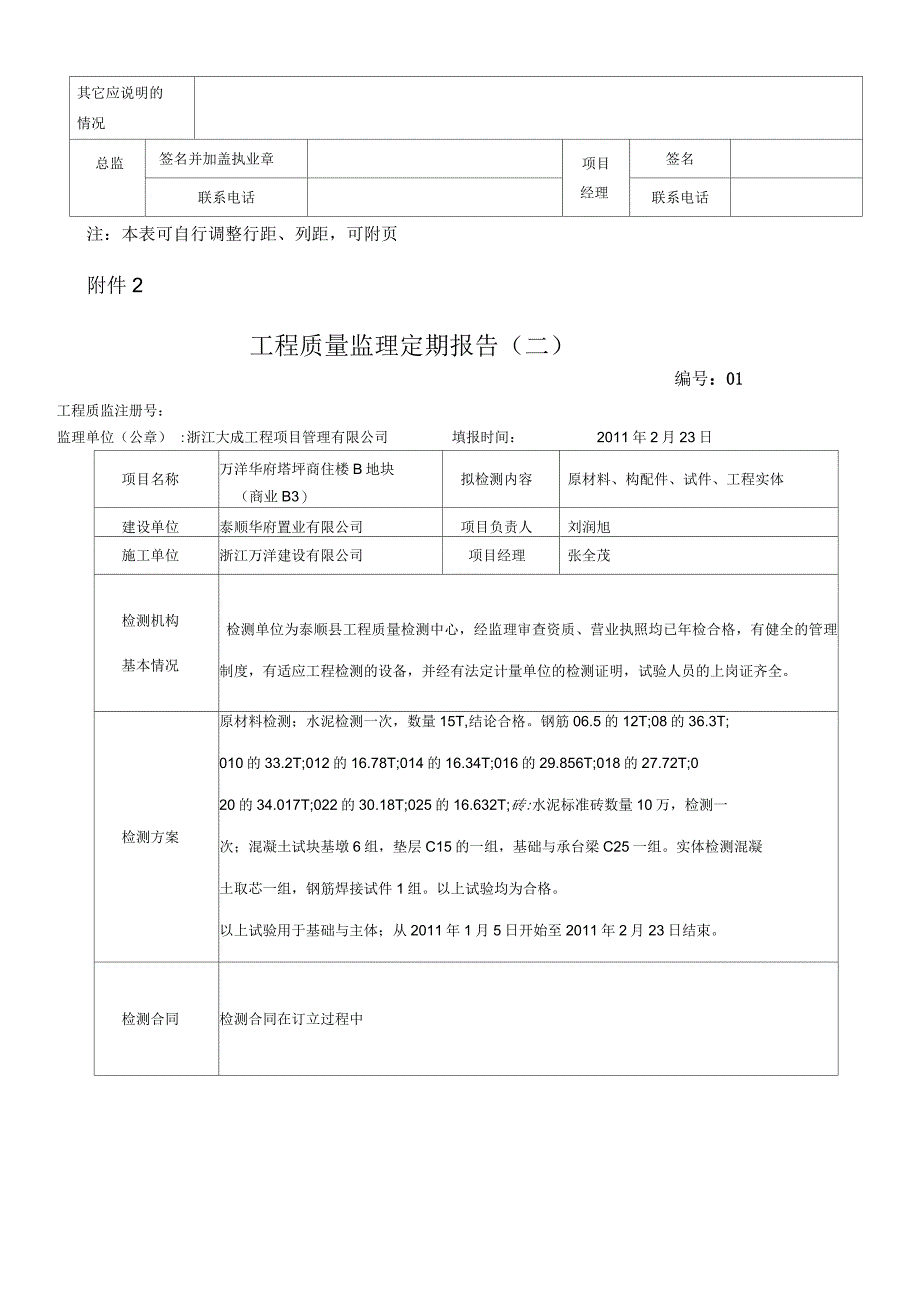 工程质量监理定期报告泰顺_第2页
