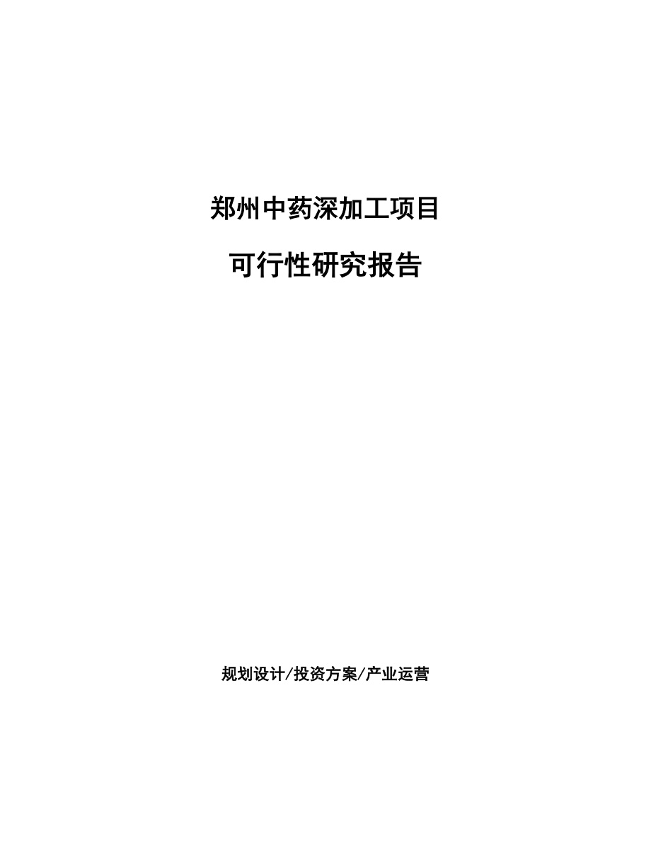 郑州中药深加工项目可行性研究报告_第1页