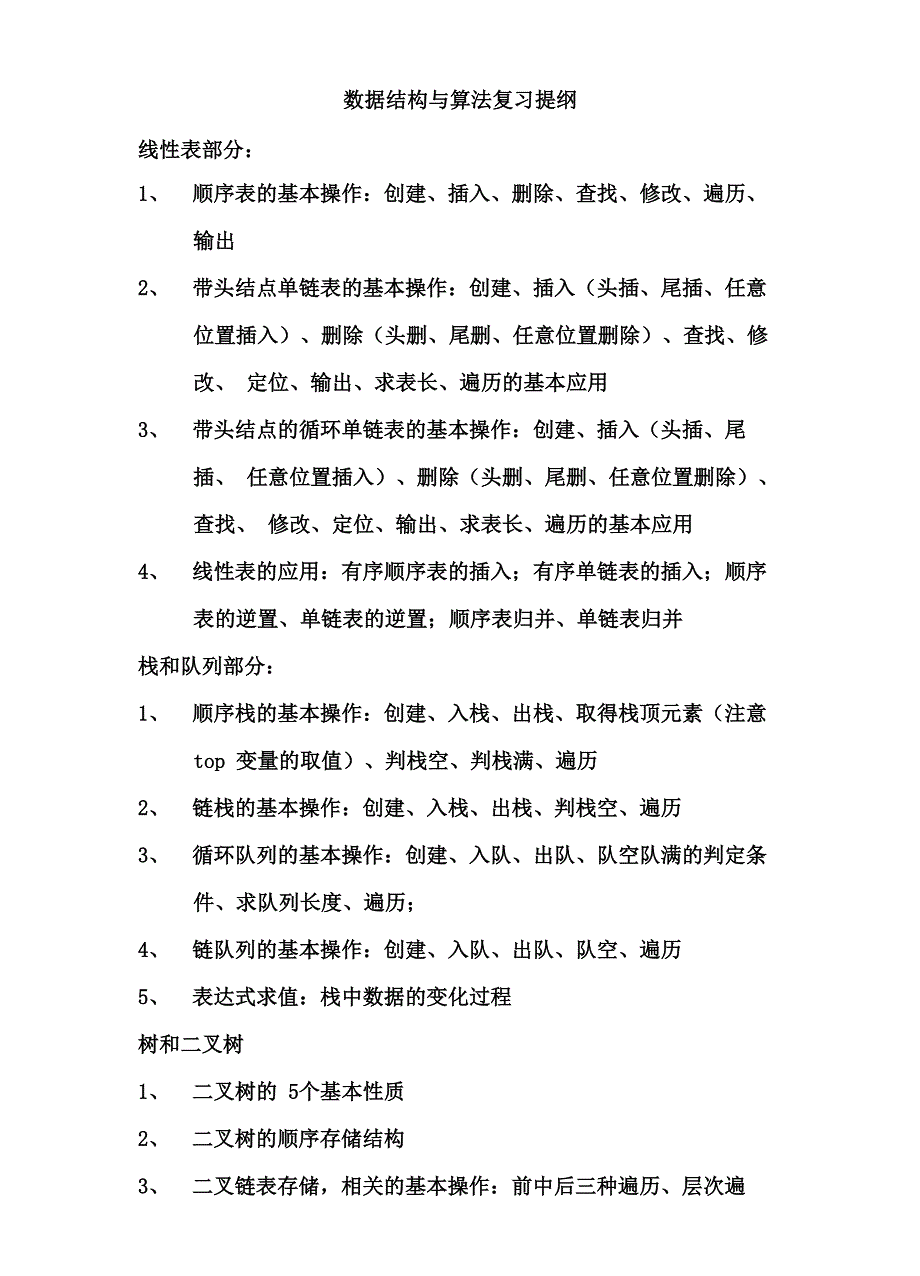 数据结构与算法复习提纲_第1页