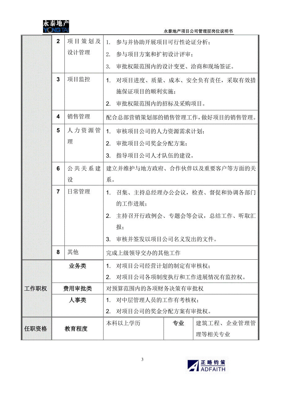 项目公司管理层岗位说明书_第3页