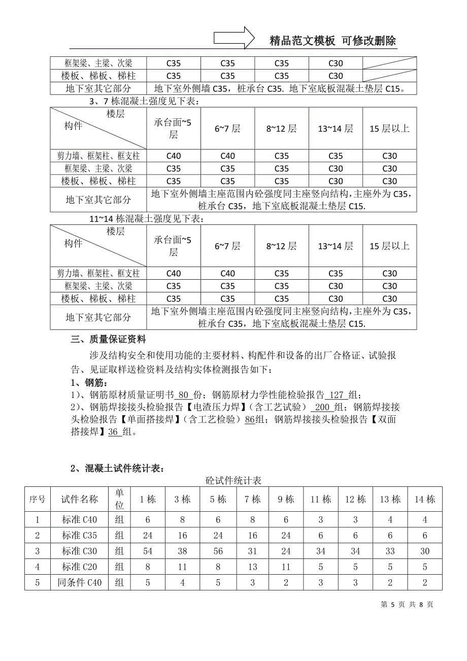 红树湾三标段主体结构验收小结_第5页