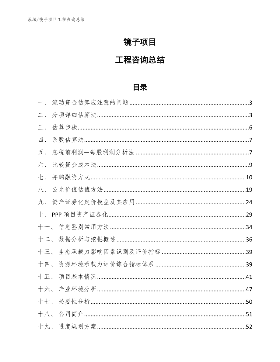 镜子项目工程咨询总结_第1页