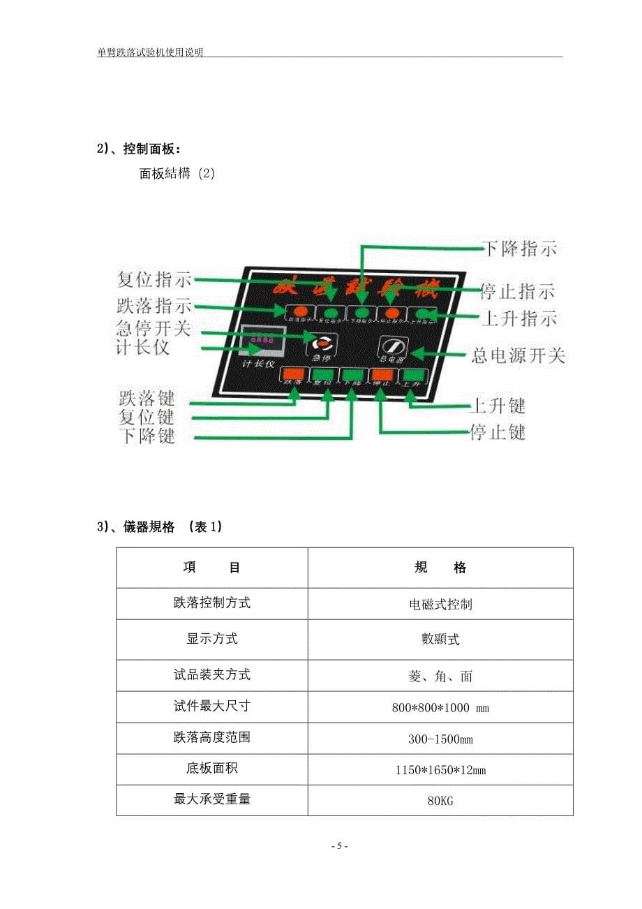 单臂跌落试验机操作说明书(精品)_第5页