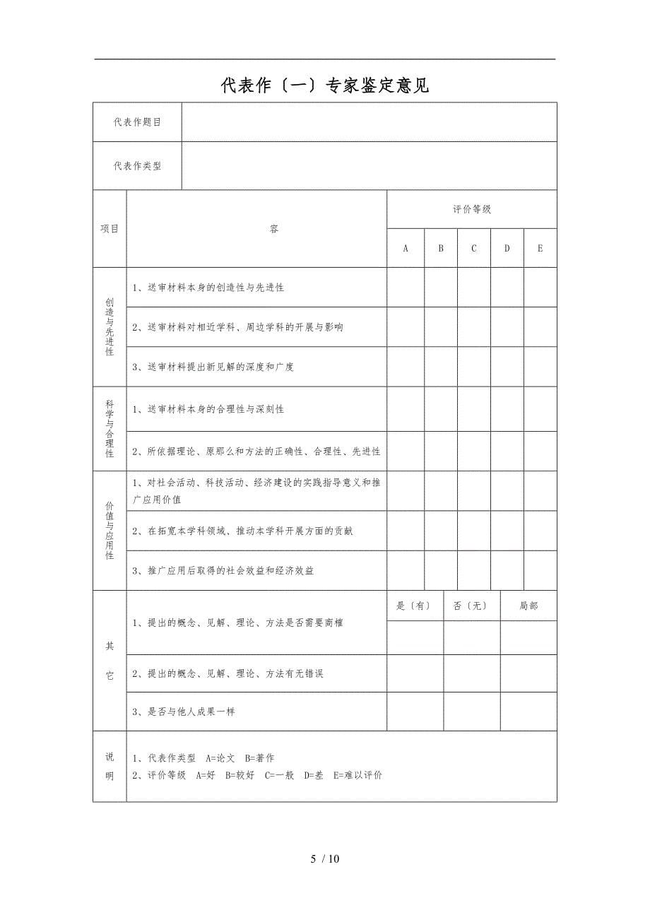 代表作同行专家鉴定意见表_第5页