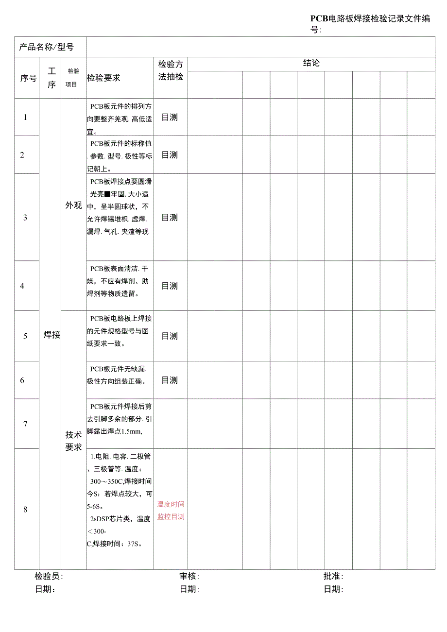 PCB电路板焊接检验记录_第1页