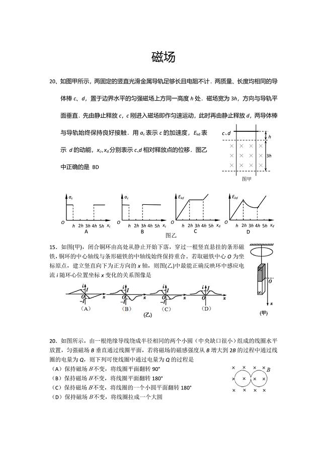 上海高考二模磁场专题剖析