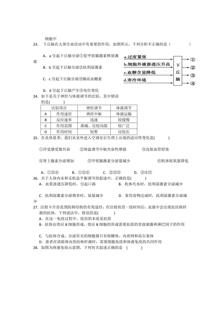 安徽省芜湖一中2012-2013学年高二上学期期中考试生物试题.doc_第5页