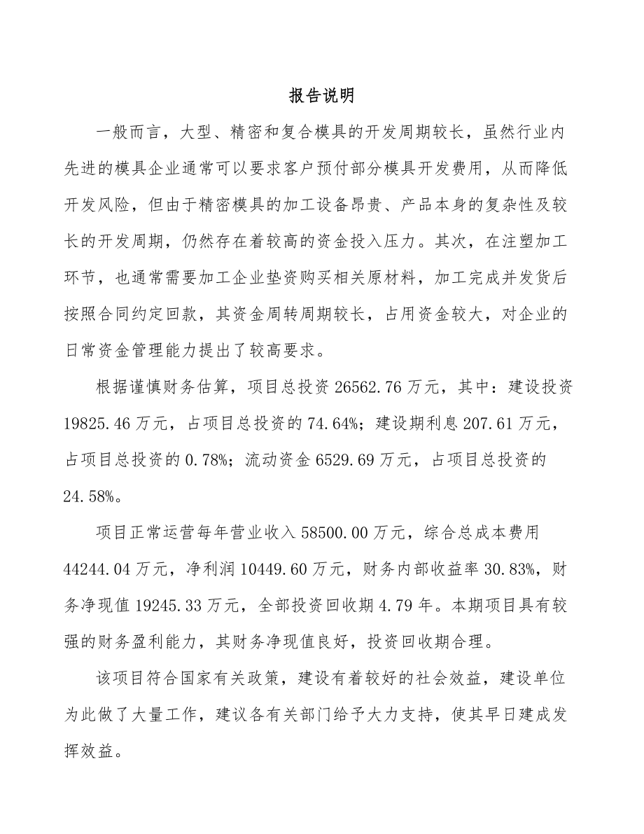 无锡注塑模具项目可行性研究报告_第1页