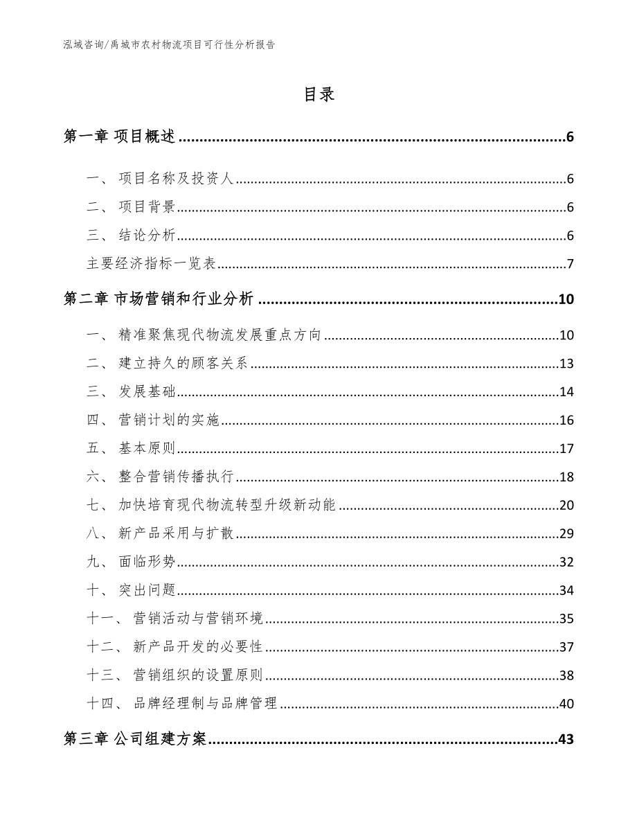 禹城市农村物流项目可行性分析报告_第1页