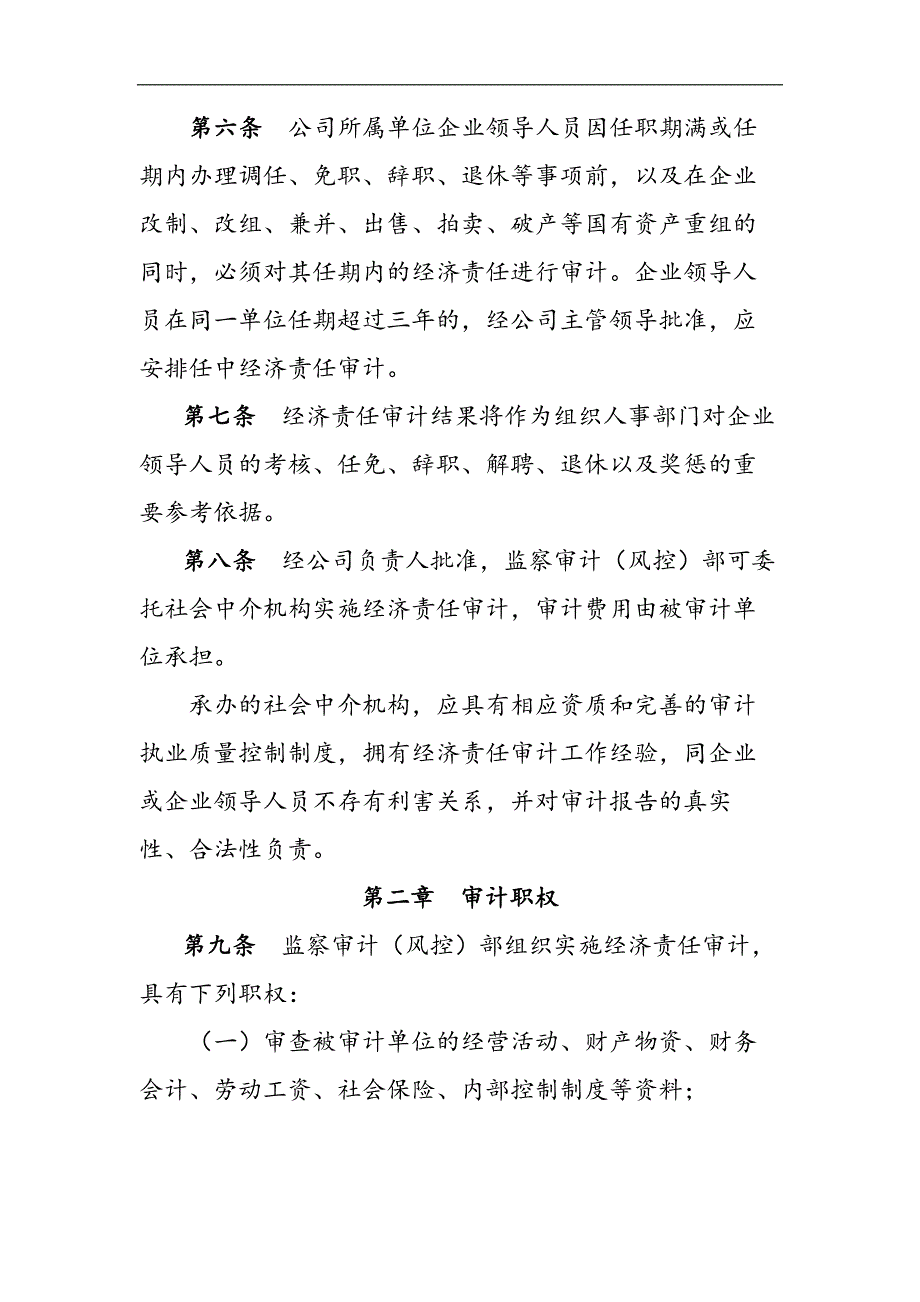 国有企业企业领导人员经济责任审计实施细则（试行）模版_第2页