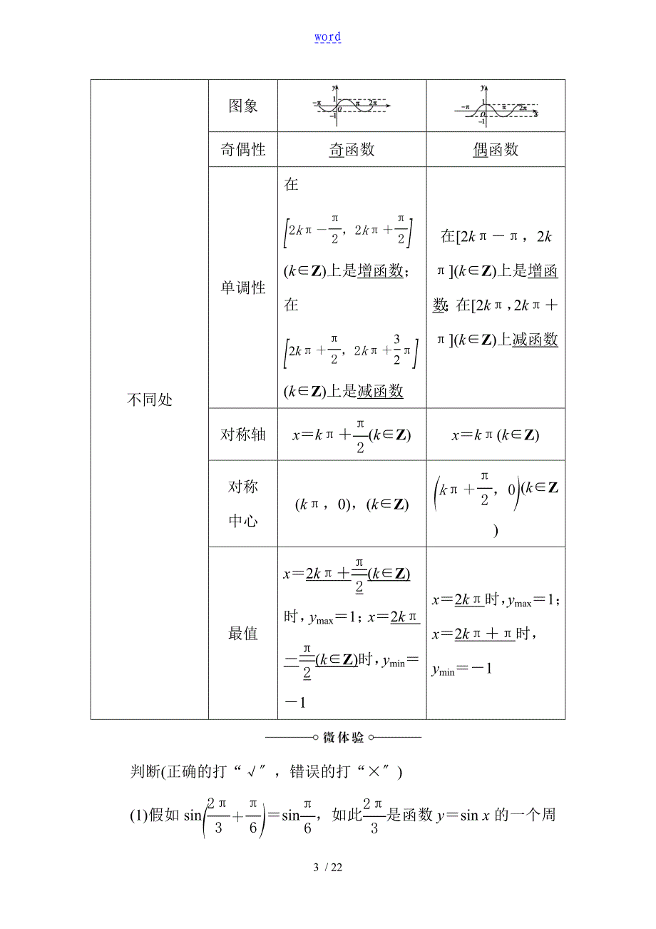 正弦函数余弦函数地性质_第3页