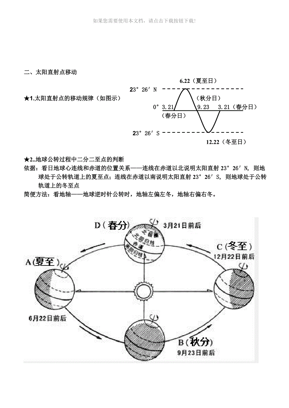 人教版高一地理必修一第一单元知识点总结填空题Word版_第3页