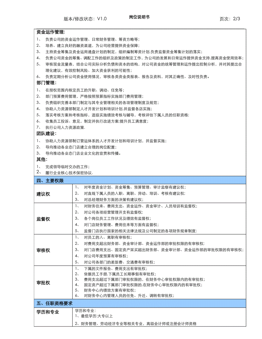 财务总监岗位说明书2014_第2页