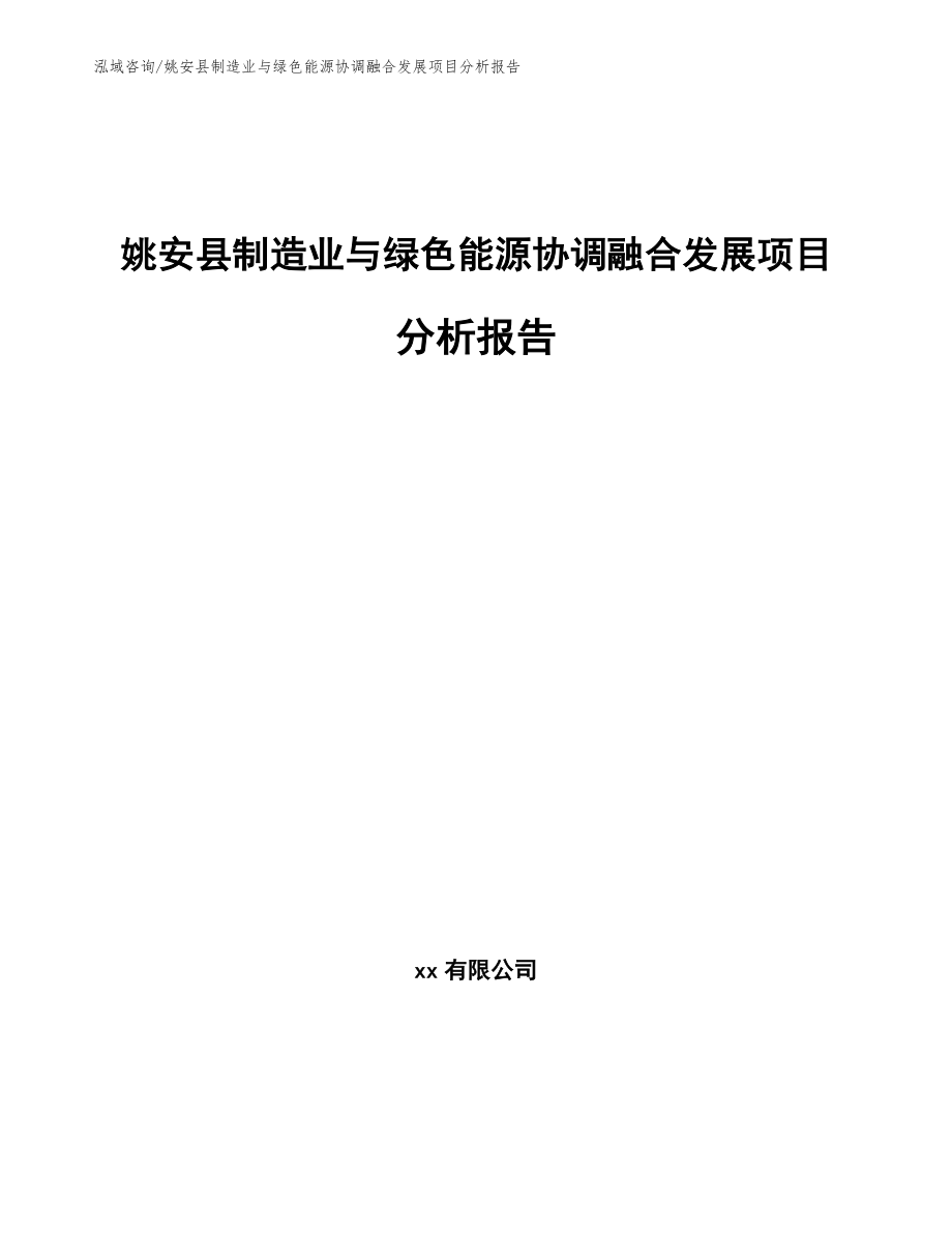 姚安县制造业与绿色能源协调融合发展项目分析报告模板范文_第1页