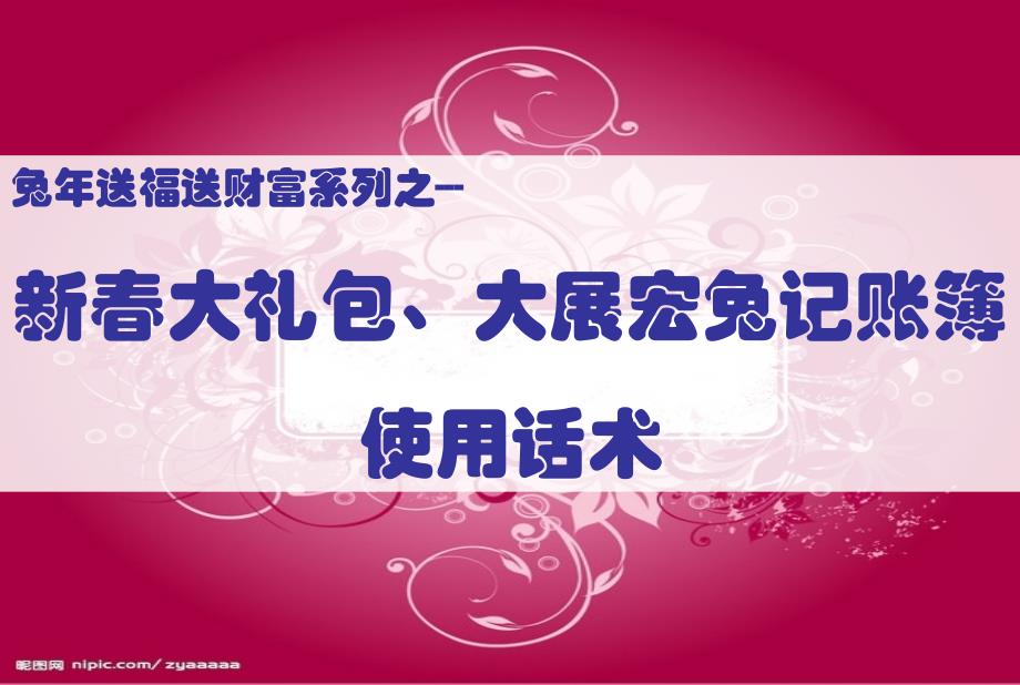 兔年送福送财富系列之新大礼包大展宏兔记账簿使用话术_第1页