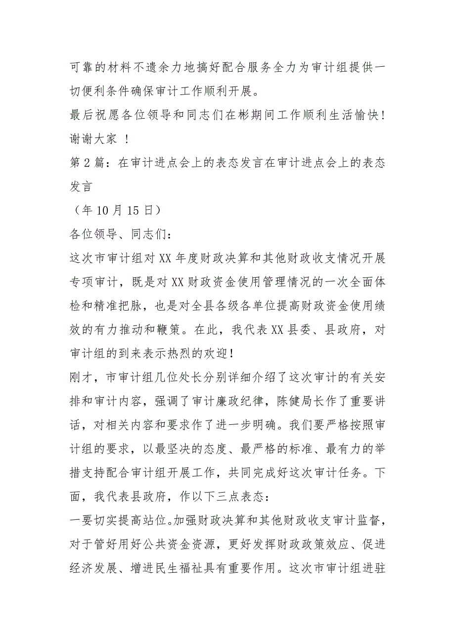 在经济责任审计进点见面会上表态发言（共4篇）_第2页