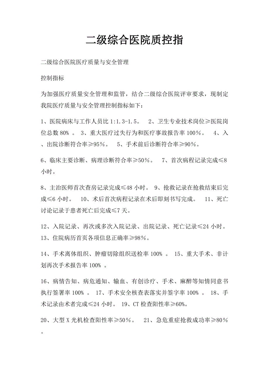 二级综合医院质控指_第1页