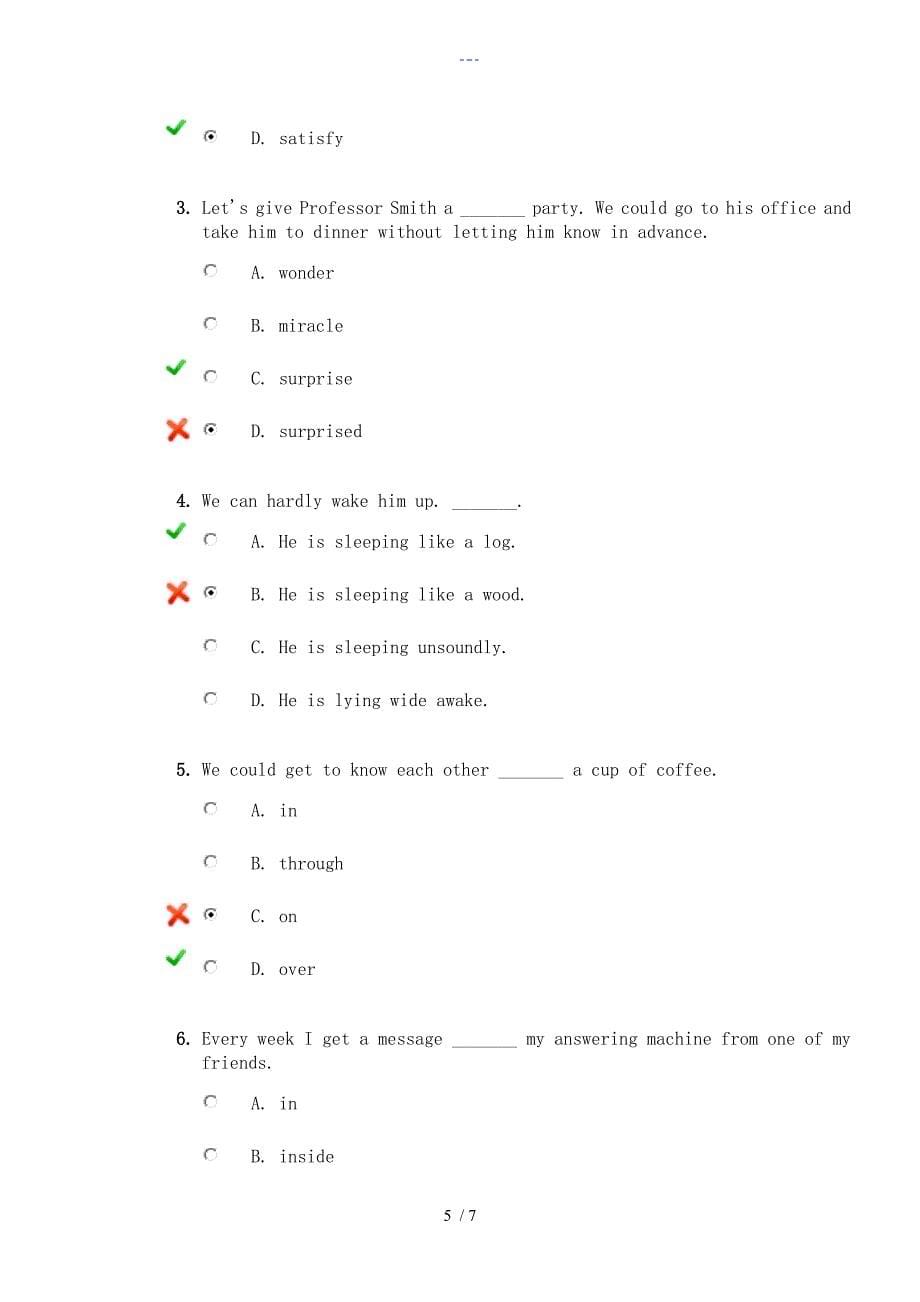 新视野大学英语视听说教程第一册（第二版）Unit3test_第5页