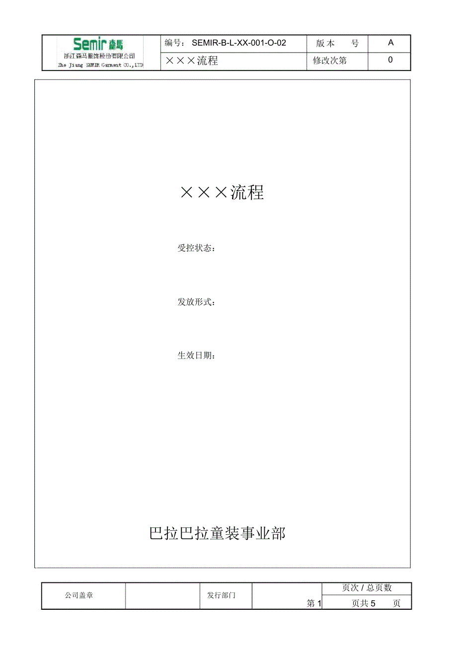 森马巴拉巴拉童装事业部管理流程模板_第1页