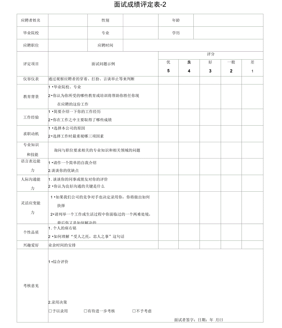 人员面试记录表_第4页