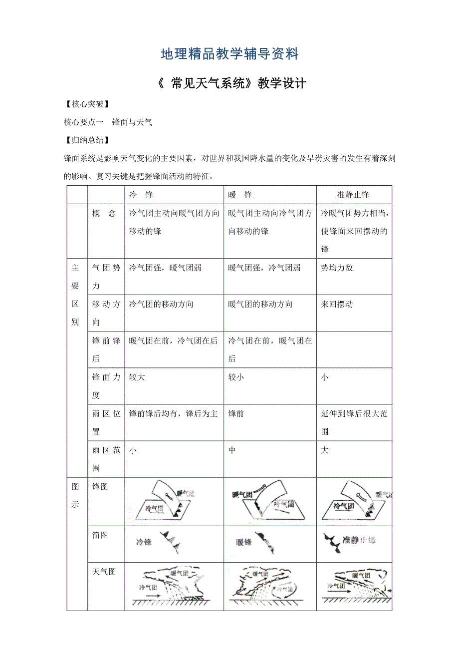 【精品】地理人教版一师一优课必修一教学设计：第二章 第三节 常见天气系统4 Word版含答案_第1页