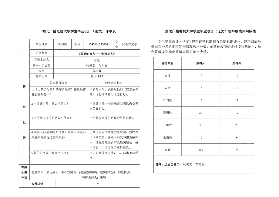 毕业论文答辩卡13汉语_第2页