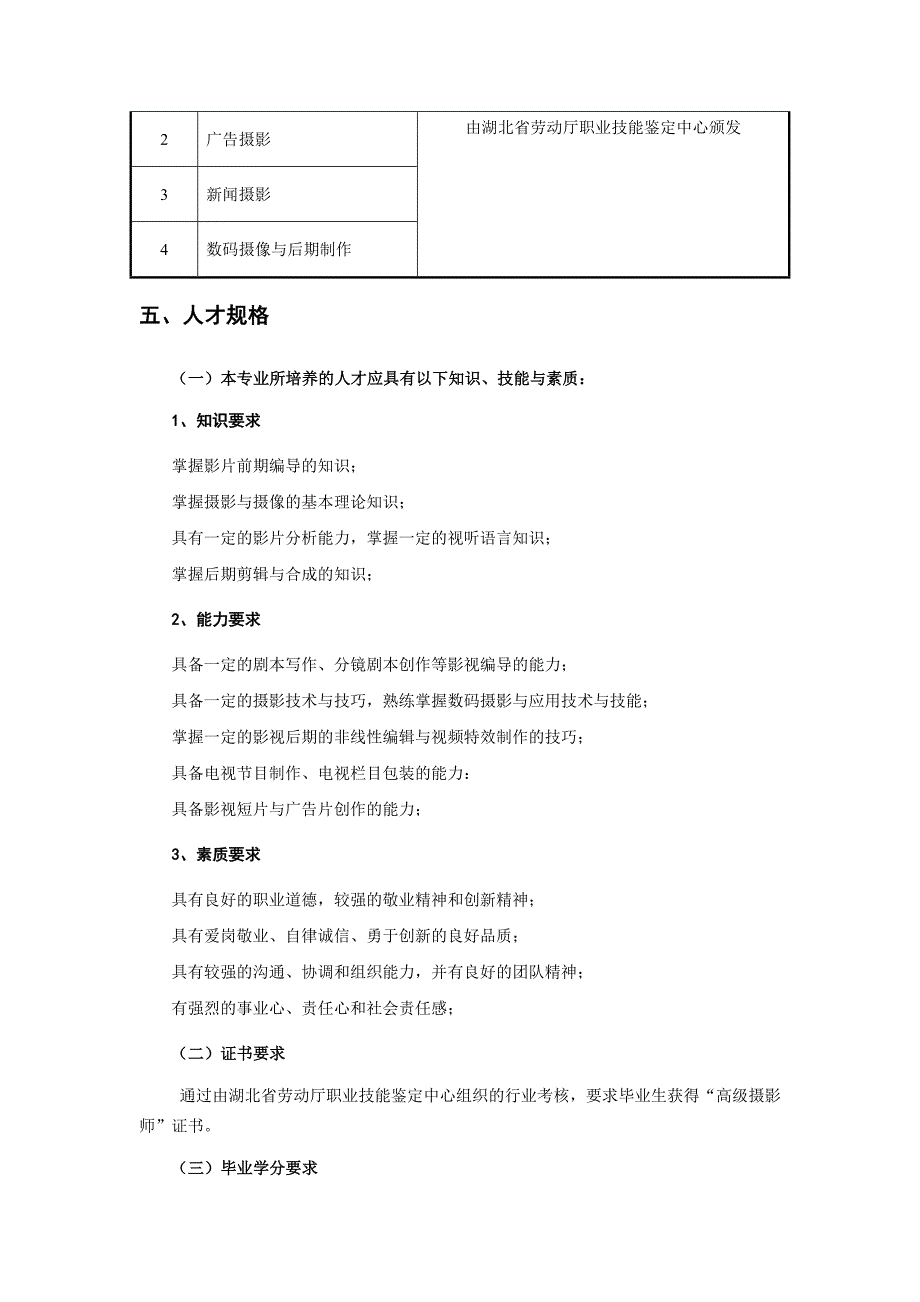 摄影与摄像技术专业（影视摄影方向）级人才培养方案_第2页