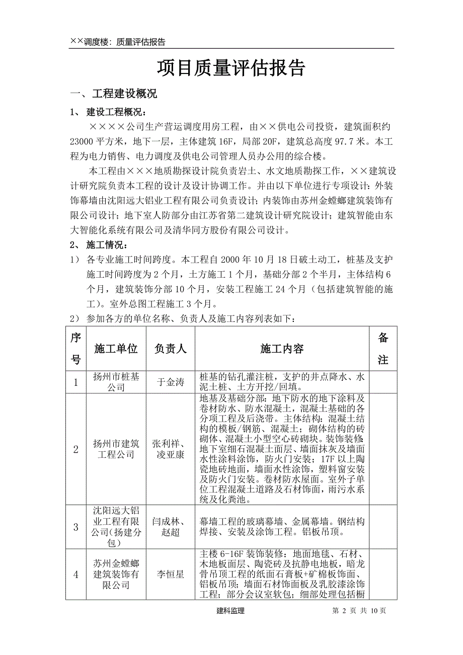 工程监理质量评估报告.doc_第2页