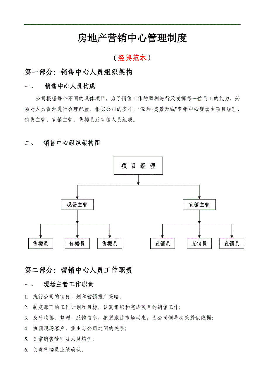 房地产营销中心管理制度(经典范本)_第1页