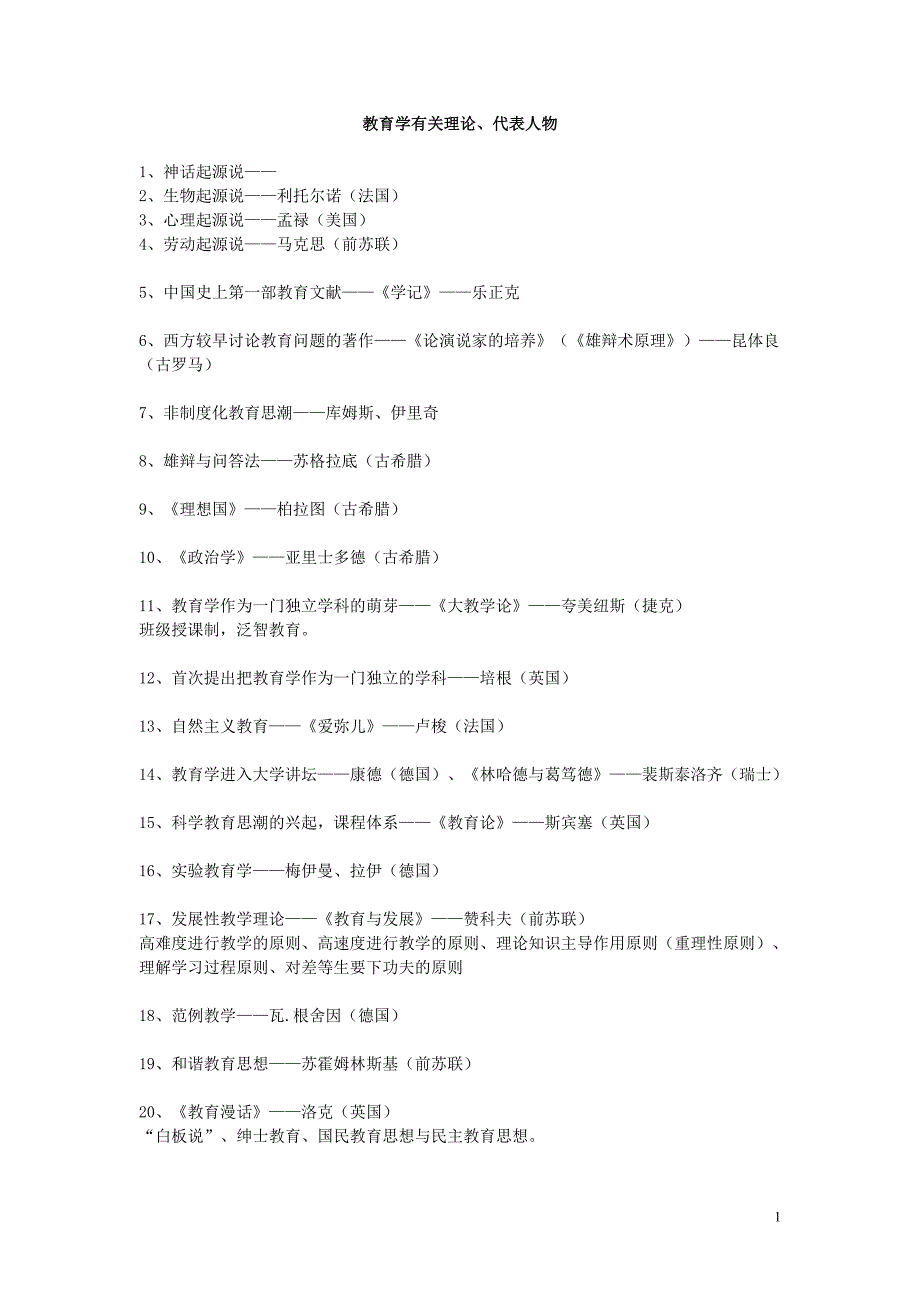 教育学、教育心理学有关理论及代表人物.doc_第1页