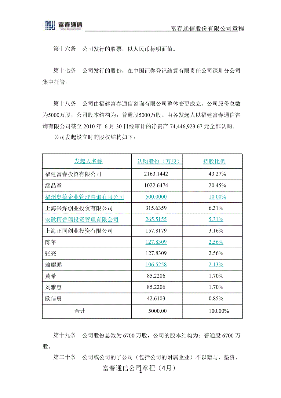 富春通信公司章程（4月）课件_第4页