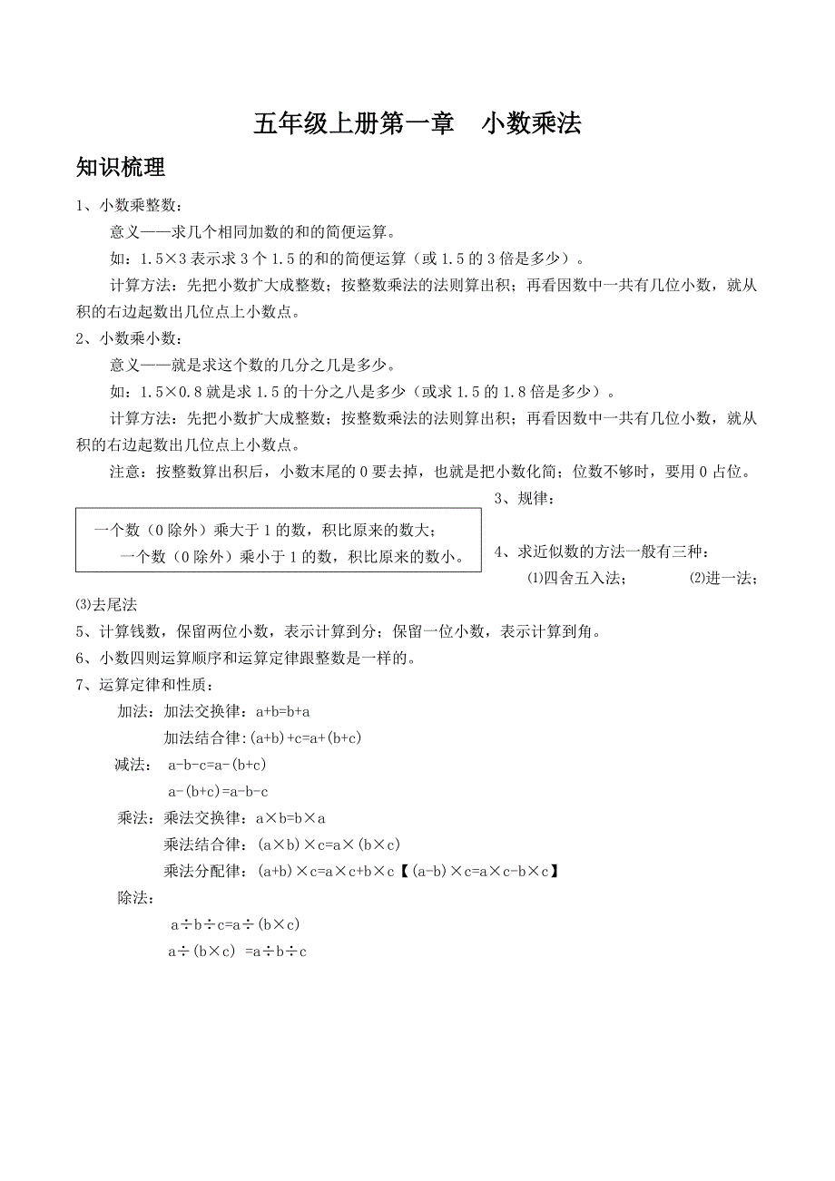 人教版小学五年级上第一章小数乘法知识点及习题(共13页)_第1页
