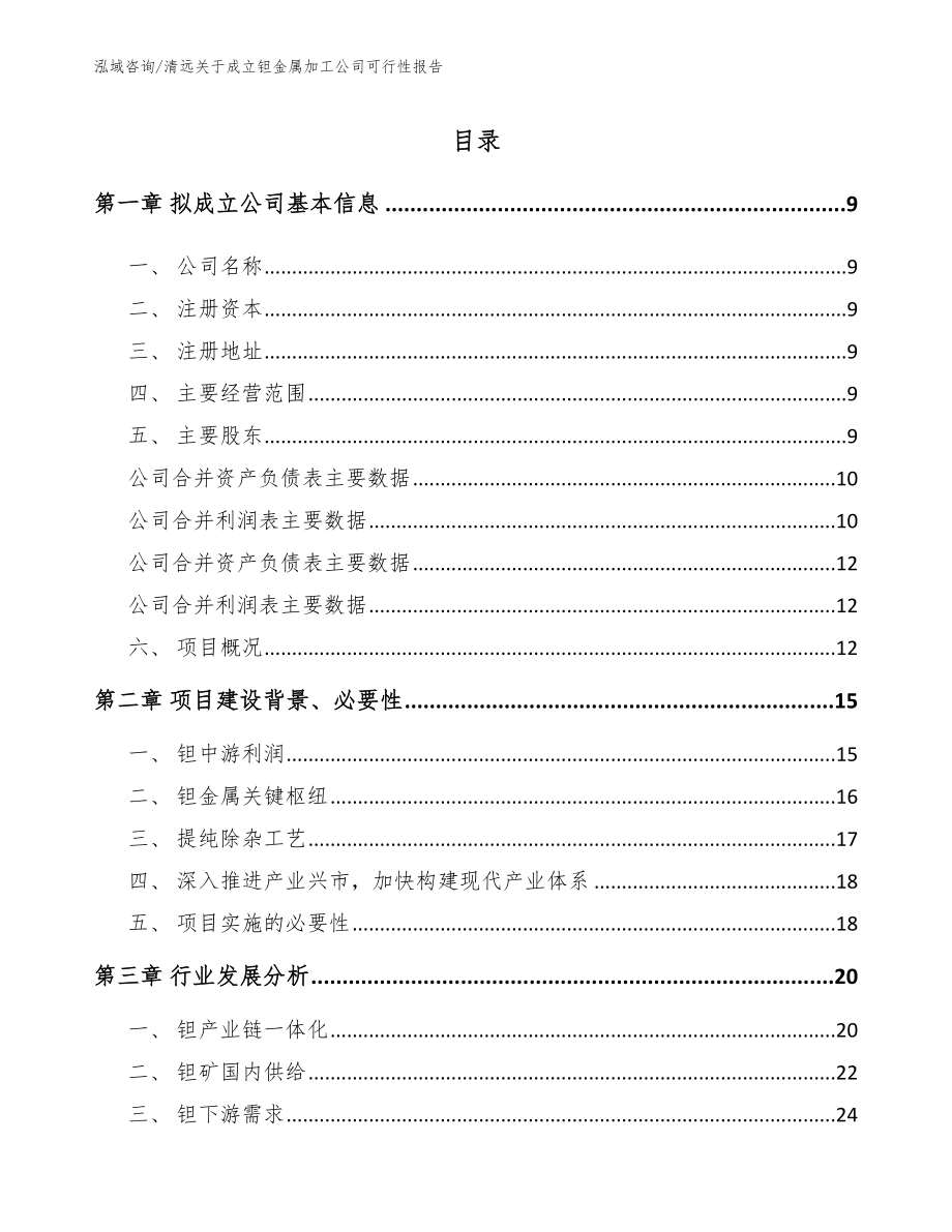 清远关于成立钽金属加工公司可行性报告_第2页