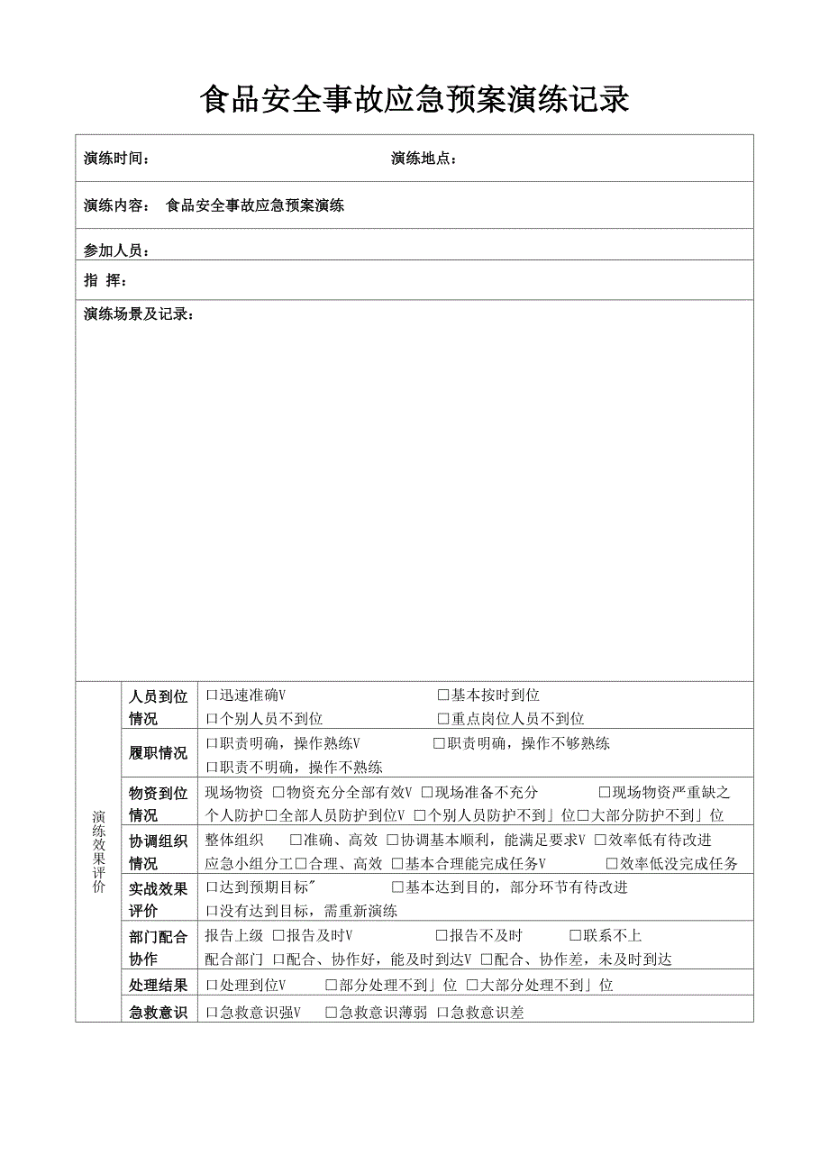 食品安全事故应急预案演练记录0001_第1页