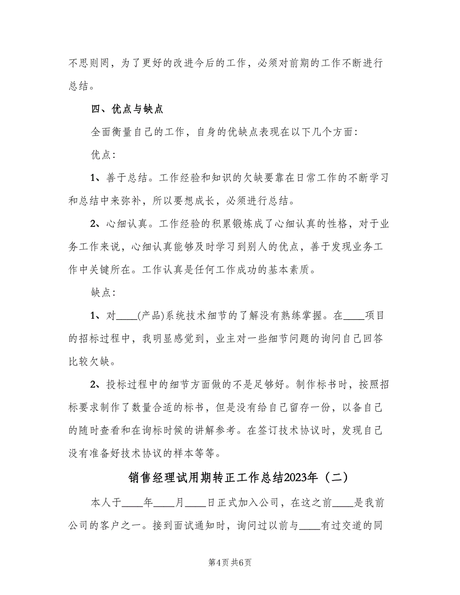 销售经理试用期转正工作总结2023年（2篇）.doc_第4页