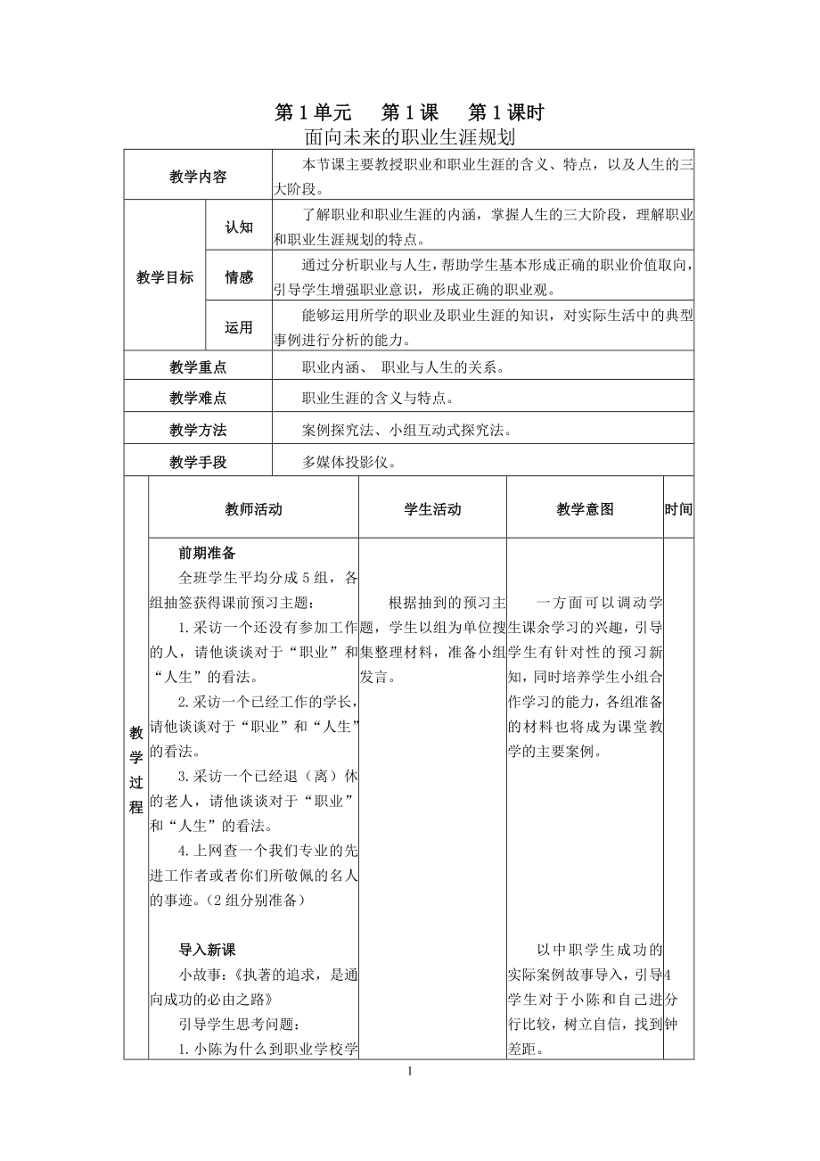 职业生涯规划全册教案(1)-（最新）_第1页